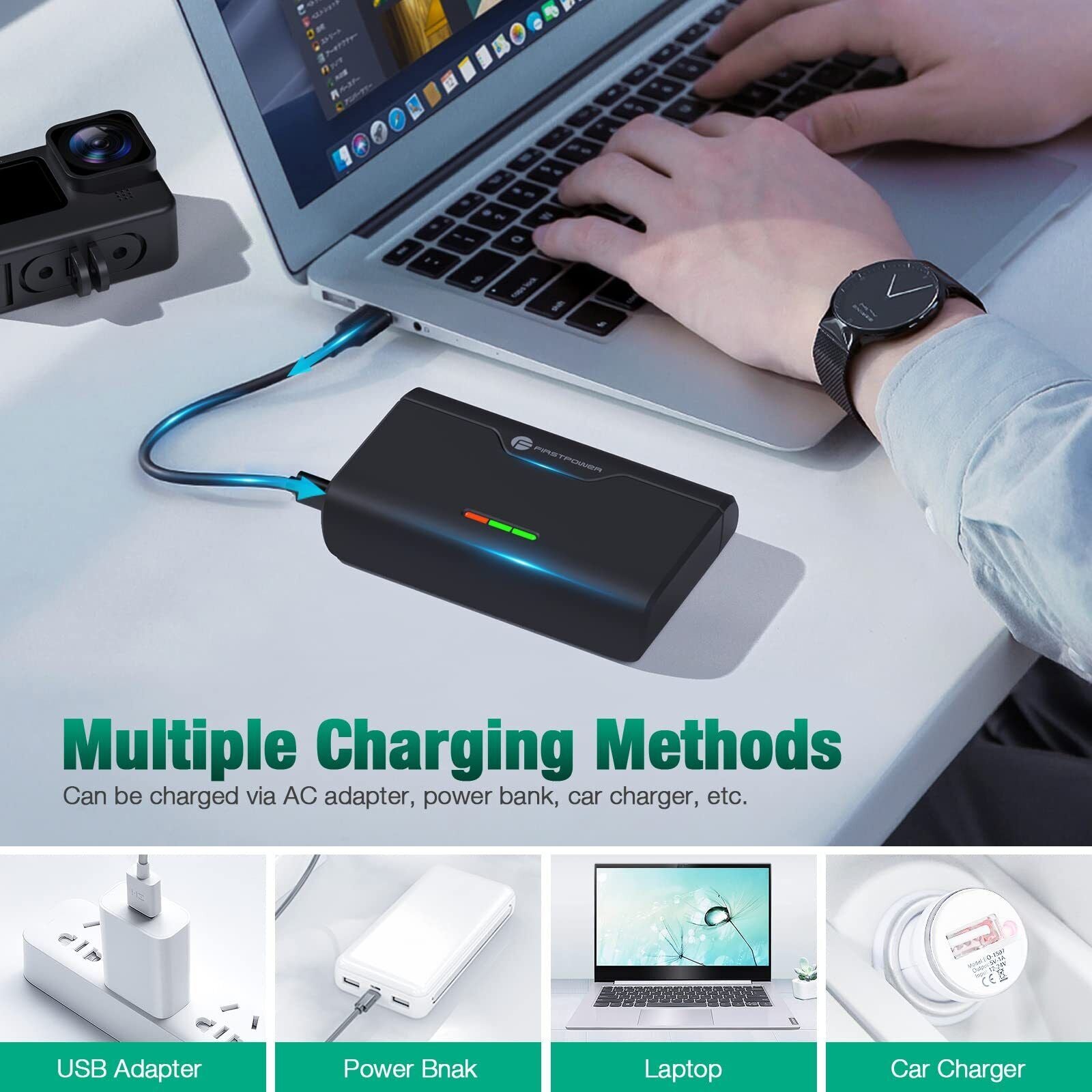 3-Channel USB Quick Charger for Gopro Hero 12/11/10/9/8/7