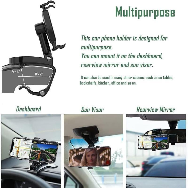2025-360-Degree Rotating Dashboard and Windshield Has a Universal Clip with Anti-Shake and Non-Contact Functions, Suitable for Iphone / Samsung / Android, Tiktok Popular Accessories Gift, Gift for Parents, Gift for Family.Phone Holder for Car Vehicle