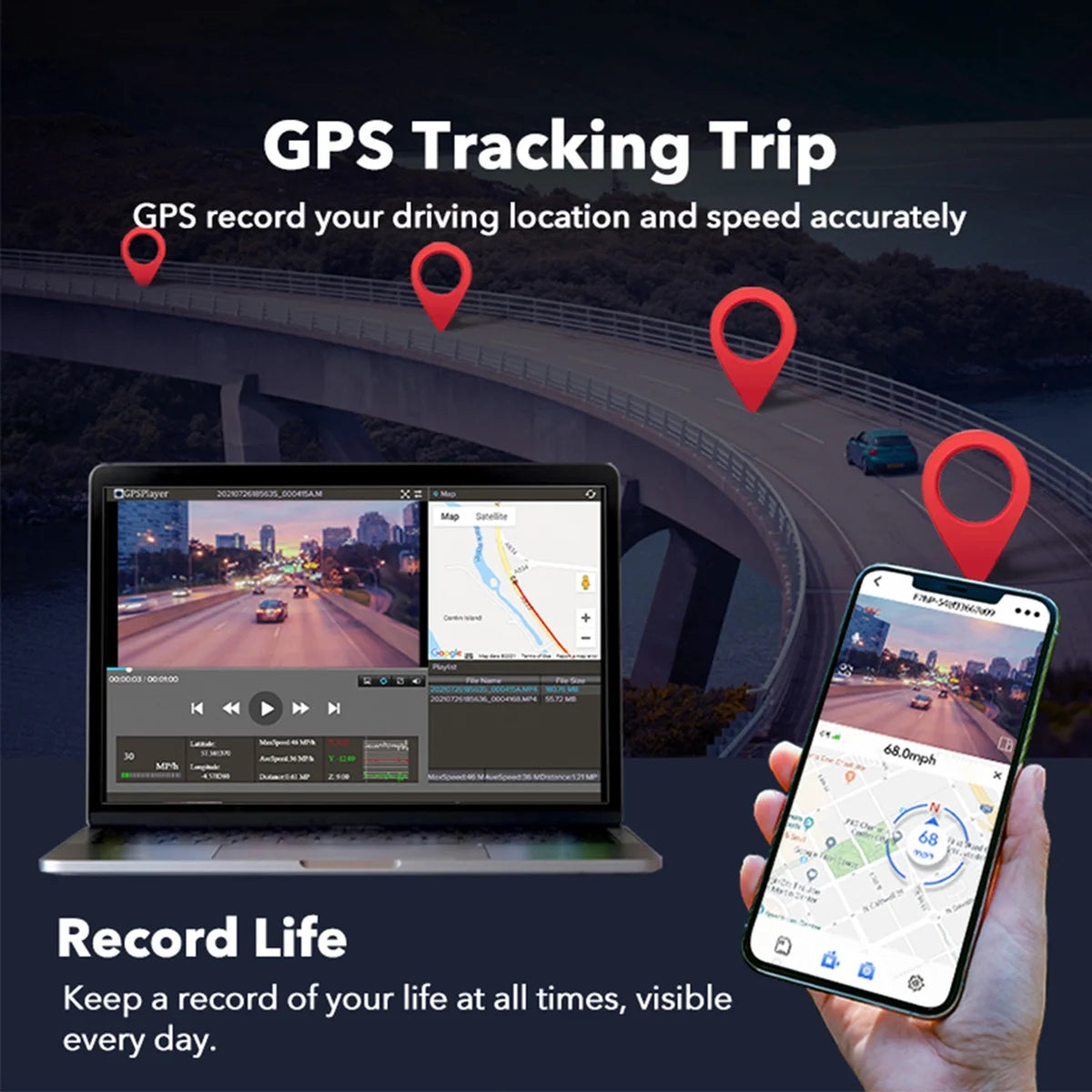 Dash Cam, 4K UHD Car Camera Front with Wi-Fi GPS, 3.18