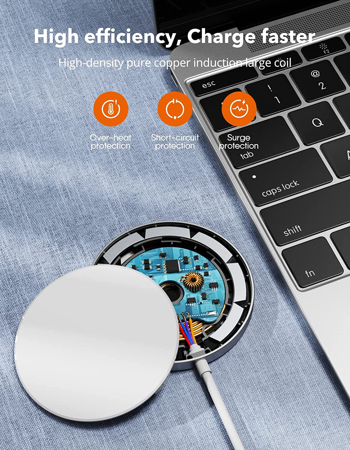 Magnetic Wireless Charger, Wireless Charging Pad Compatible with Magsafe Charger for Iphone 14/14 Pro/14 Plus/14 Pro Max/Iphone 13/13 Mini/13 Pro/13 Pro Max,Airpods,Mag Charger-Sliver